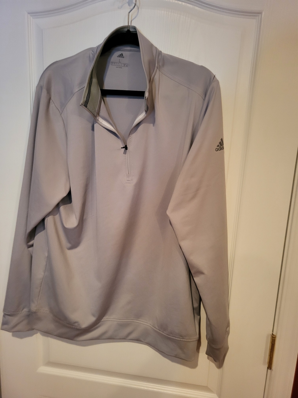 adidas Men's Light Gray Quarter-Zip Athletic Pullover